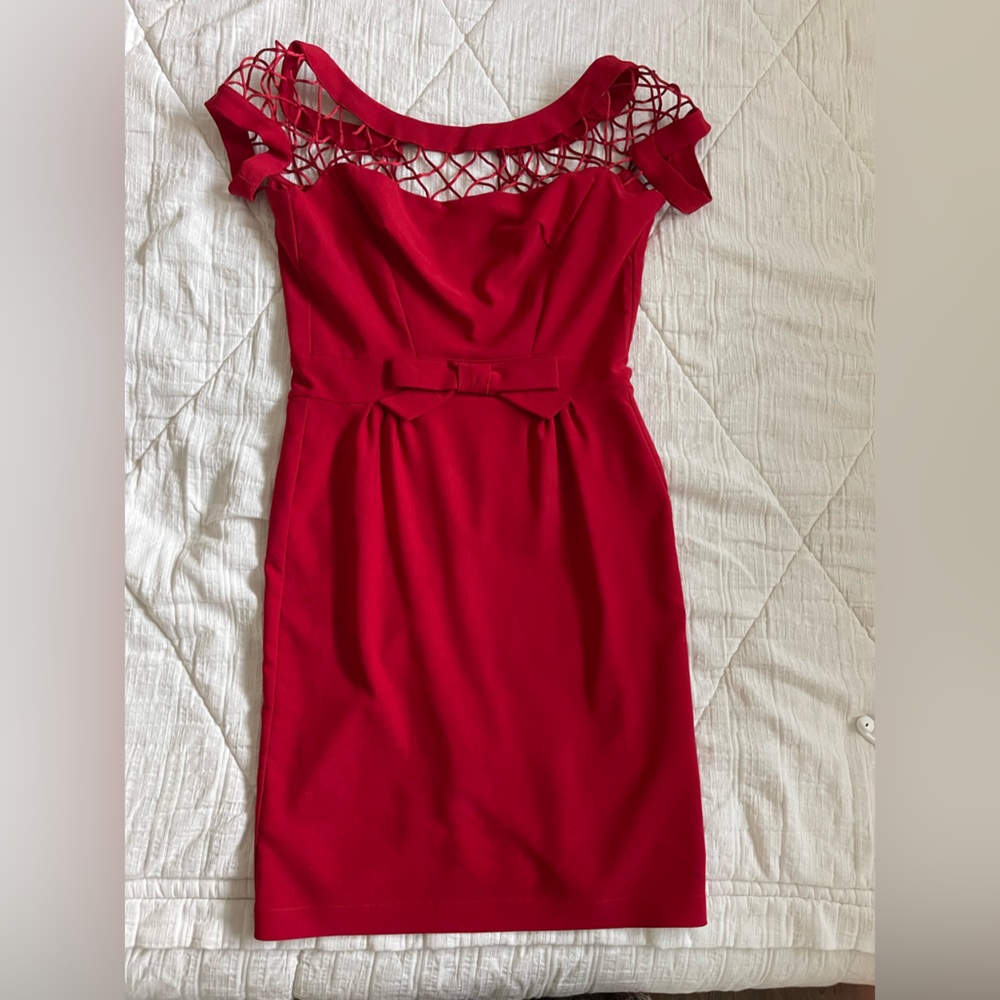 Red dress.